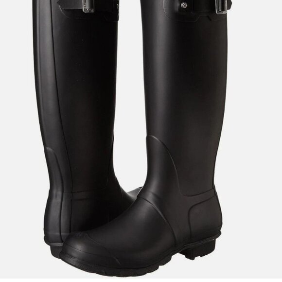 Hunter Original Tall Rubber Rain Snow Boots Matted Black Size US 5 EU 36 NEW - Picture 1 of 7